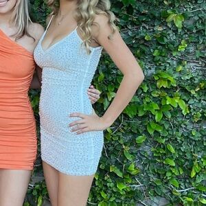 White Bedazzled Mini Dress